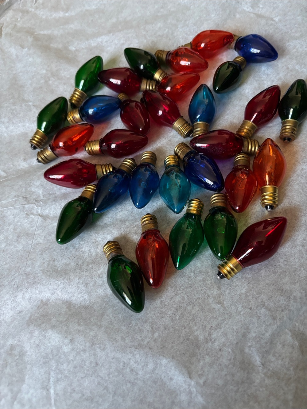 30 Vintage C7 Colored Christmas Light Bulbs - Multi Color for crafts